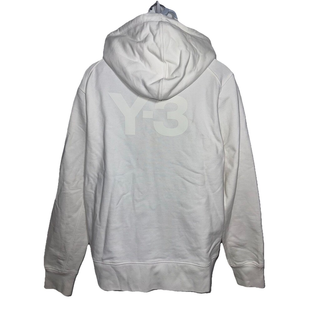 Y-3 Adidas Yohji Yamamoto White Back Logo Double Zip Hoodie Size XL